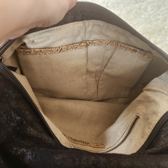 Matt&Nat Black Vegan Large Enveloppe Clutch Zipper Trim Shoulder Satchel handBag - Picture 11 of 15